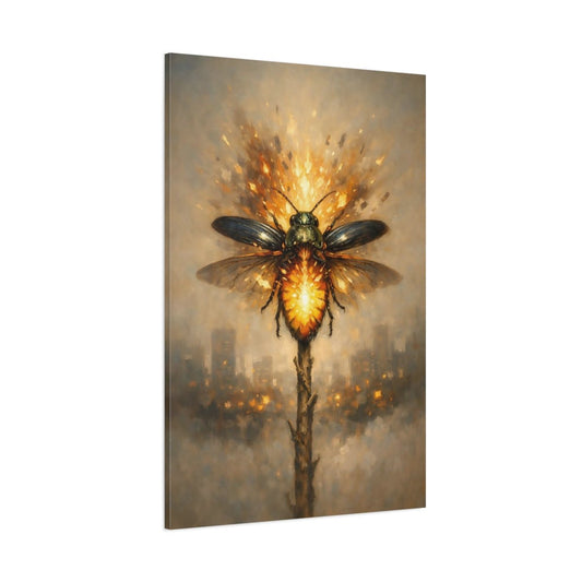 Animals Glowing Beetle Orange - Canvas Wall Art Print - YesArtYes