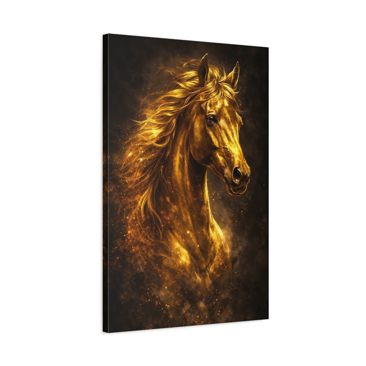 Animals Golden Horse - Canvas Wall Art Print - YesArtYes
