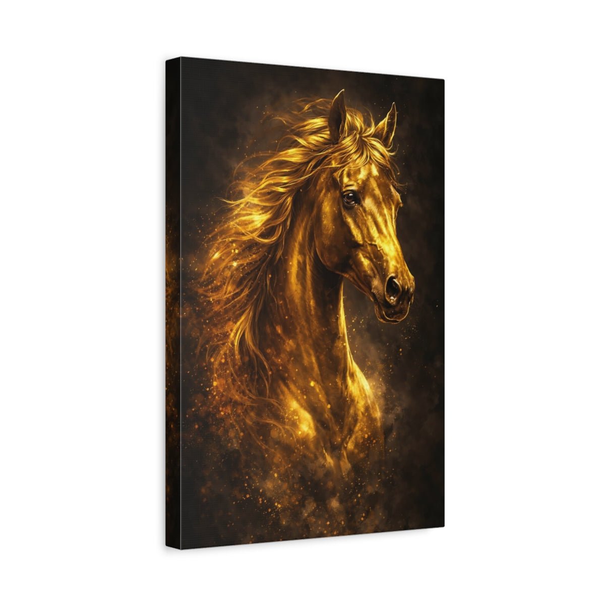 Animals Golden Horse - Canvas Wall Art Print - YesArtYes