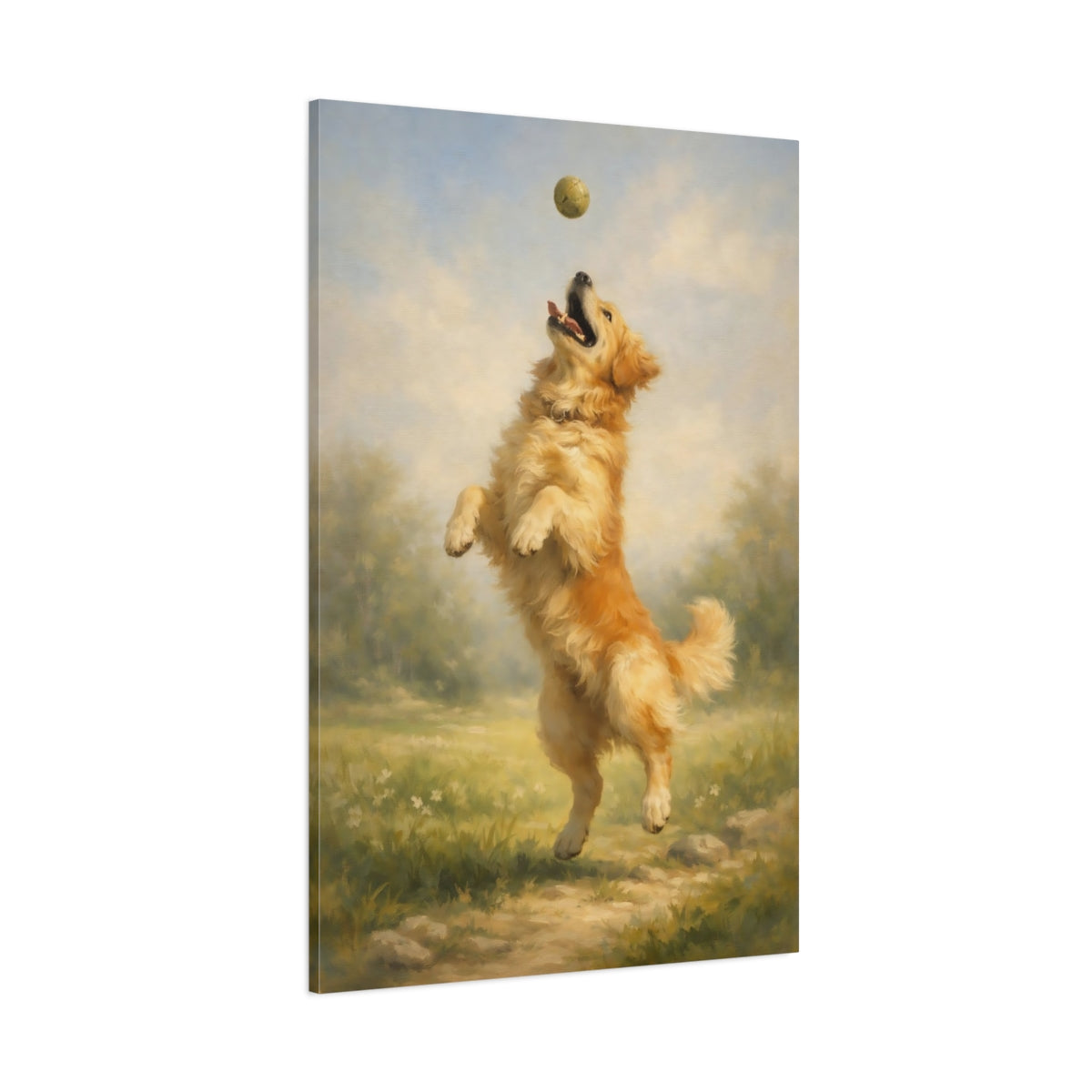Main Mockup. Animals Golden Retriever Golden Dog shown as stretched canvas wall art
