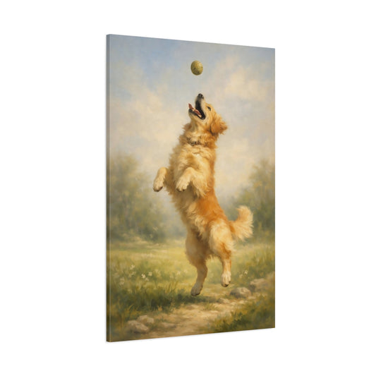 Main Mockup. Animals Golden Retriever Golden Dog shown as stretched canvas wall art