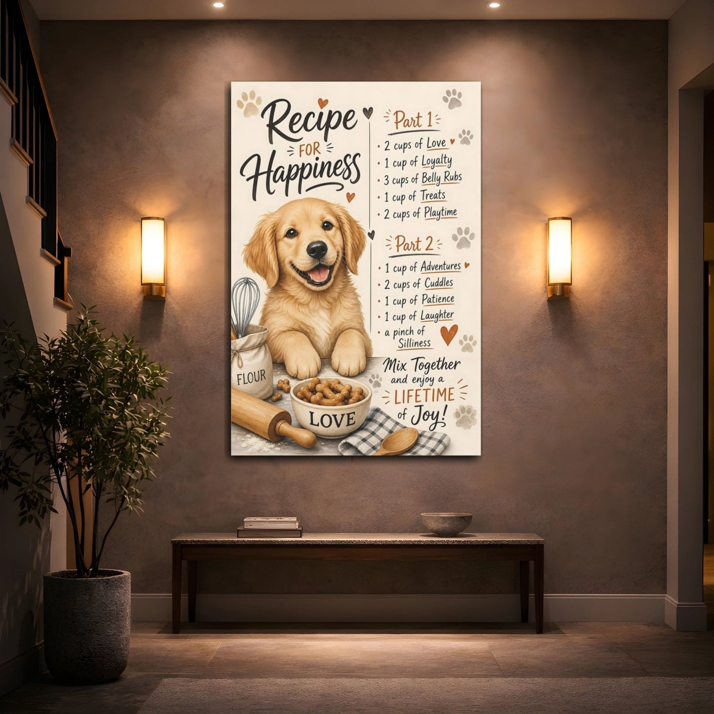 Animals Golden Retriever Puppy Canvas Print – Kids Room, Feature Wall - YesArtYes