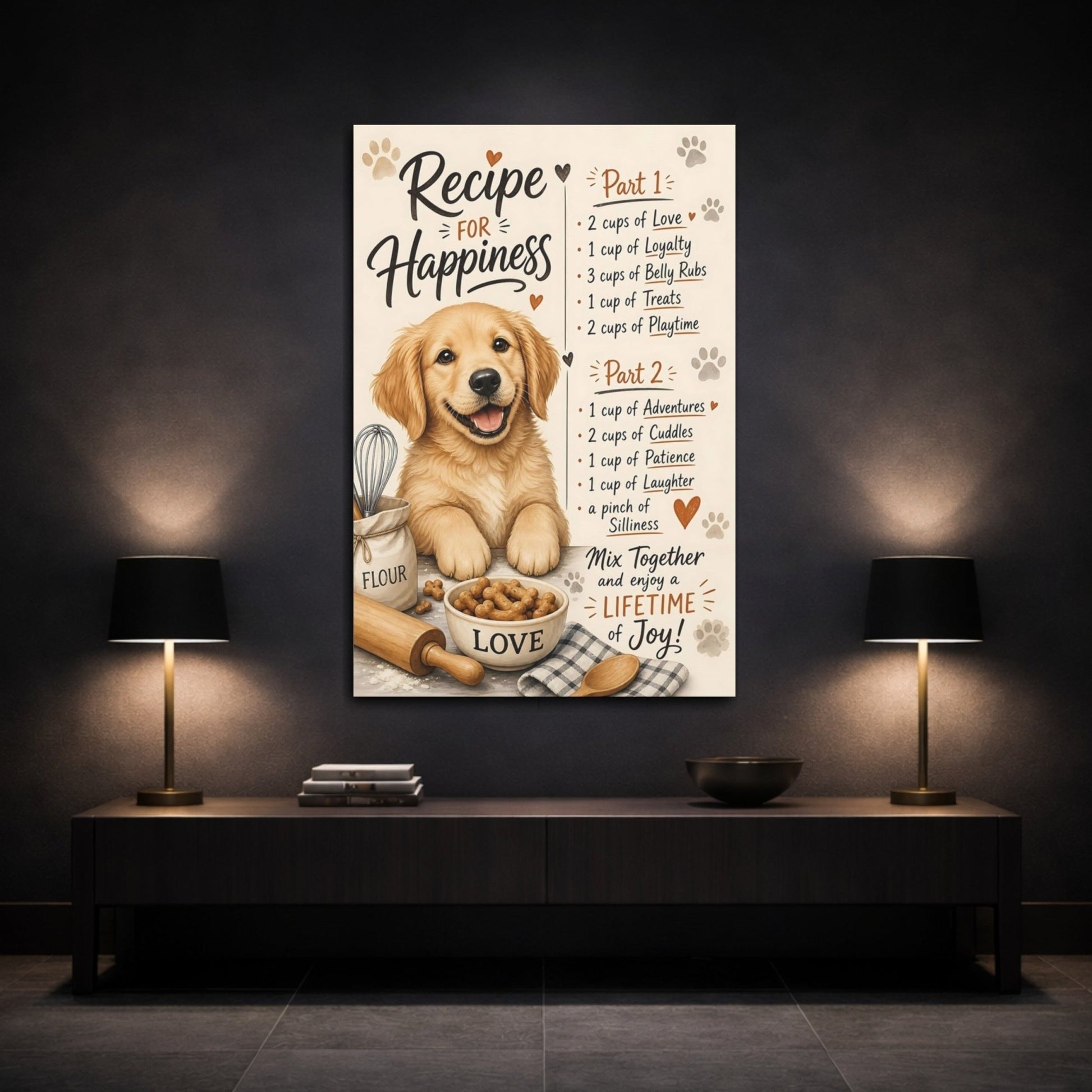 Animals Golden Retriever Puppy Canvas Print – Kids Room, Feature Wall - YesArtYes