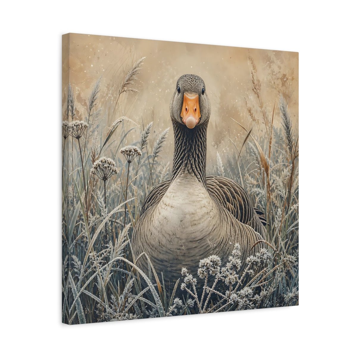 Animals Goose Brown Grey Canvas Print – Living Room, Above Couch - YesArtYes