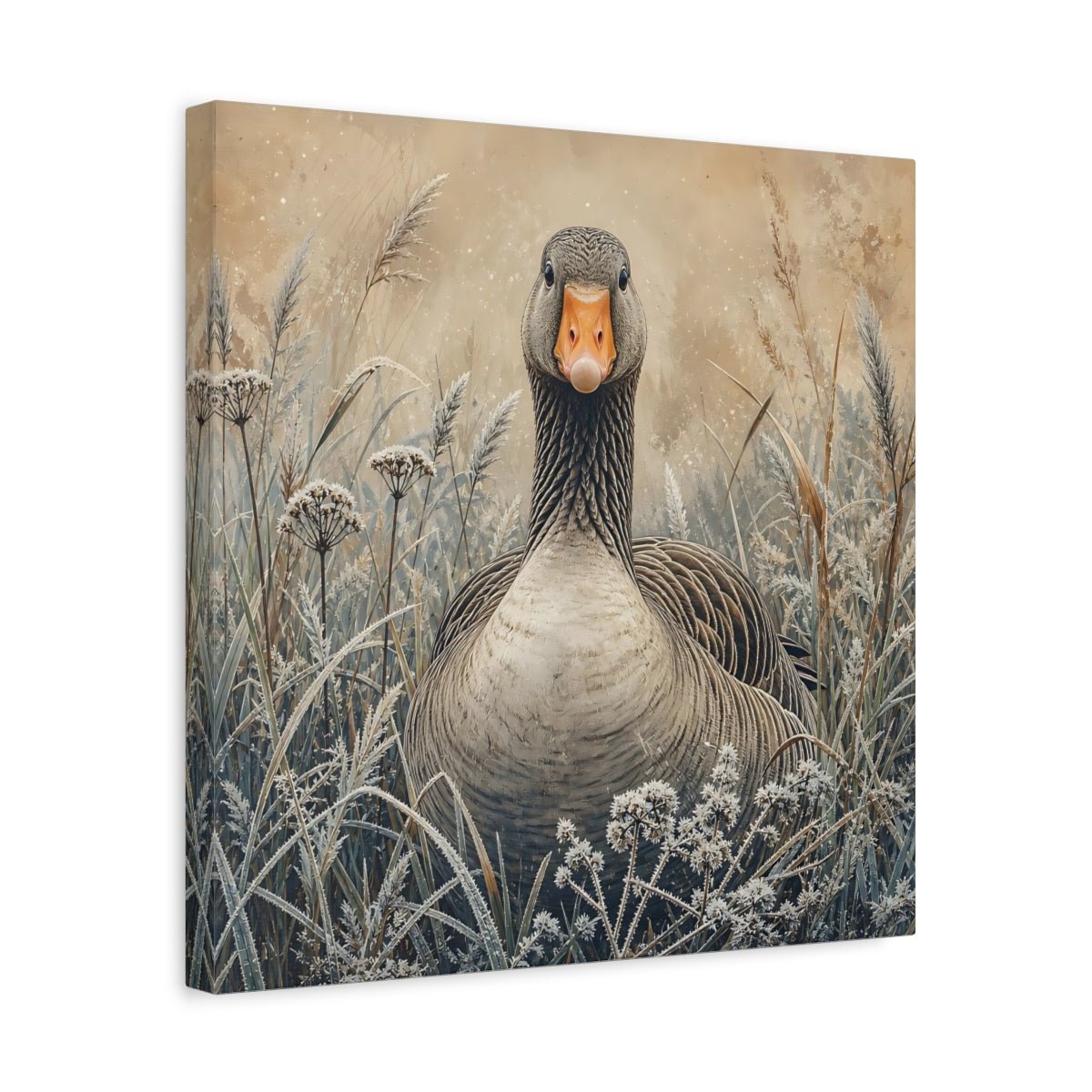 Animals Goose Brown Grey Canvas Print – Living Room, Above Couch - YesArtYes