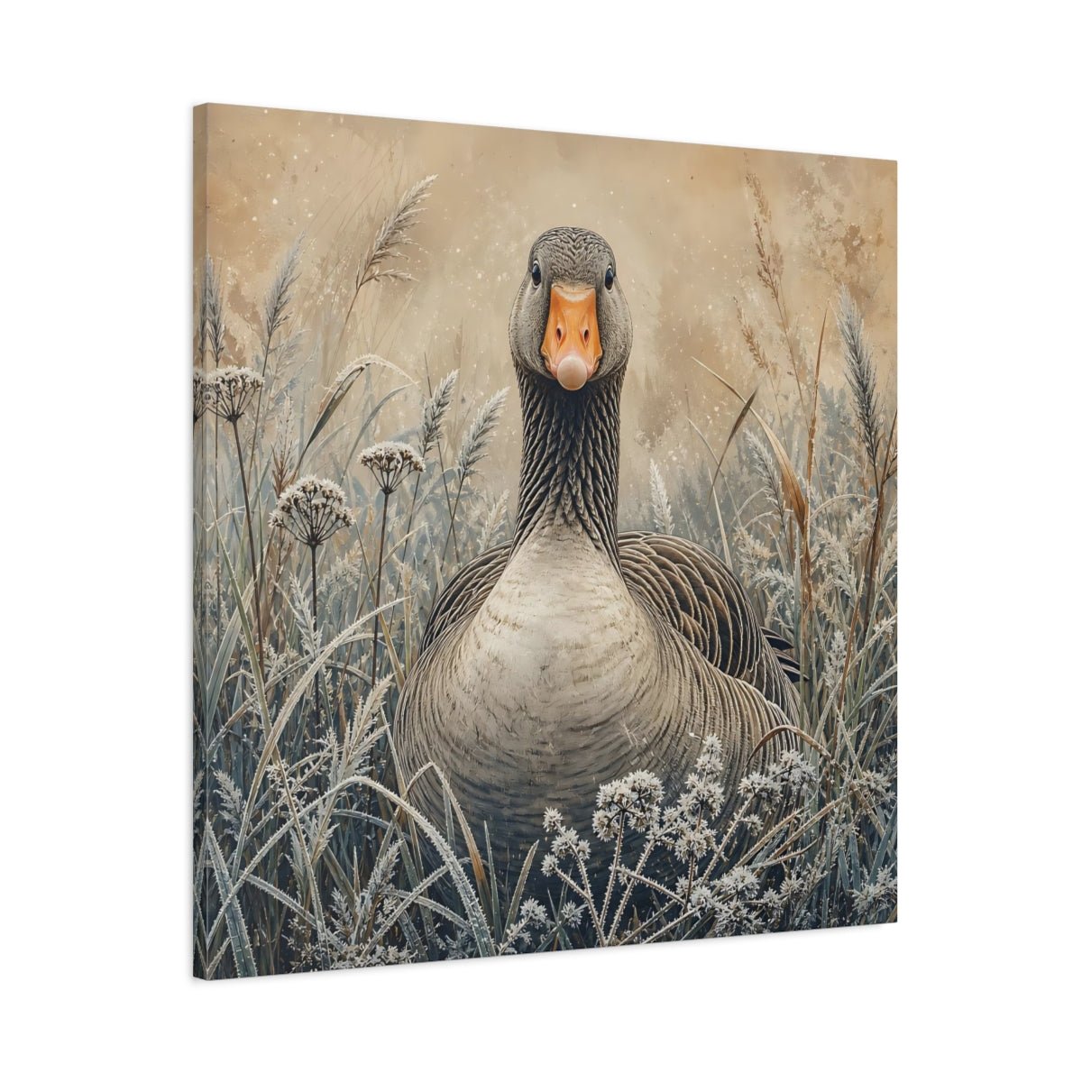 Animals Goose Brown Grey Canvas Print – Living Room, Above Couch - YesArtYes