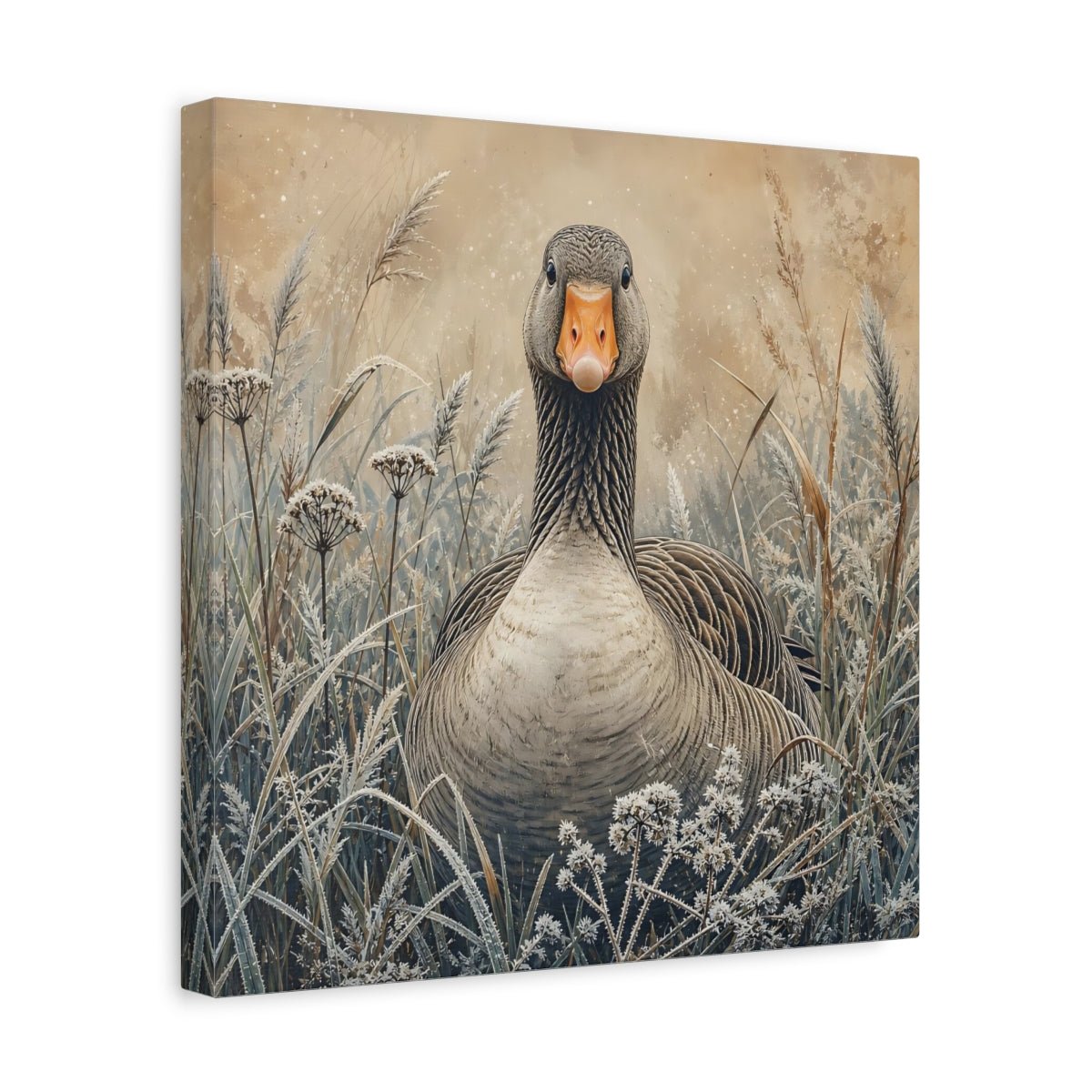 Animals Goose Brown Grey Canvas Print – Living Room, Above Couch - YesArtYes