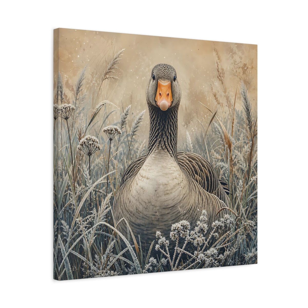 Animals Goose Brown Grey Canvas Print – Living Room, Above Couch - YesArtYes