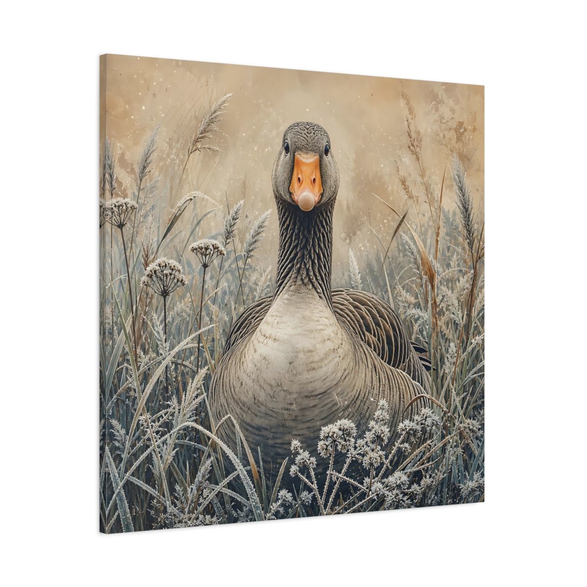 Animals Goose Brown Grey Canvas Print – Living Room, Above Couch - YesArtYes