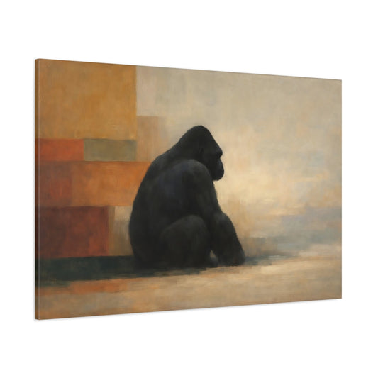 Main Mockup. Animals Gorilla Brown Black Gorilla shown as stretched canvas wall art