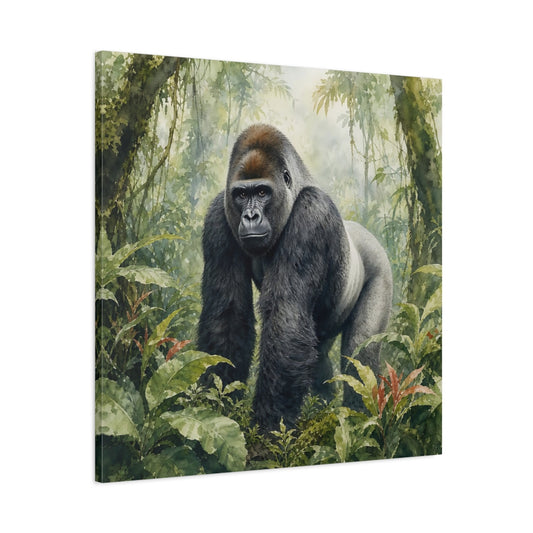 Main Mockup. Animals Gorilla Green Jungle shown as canvas print