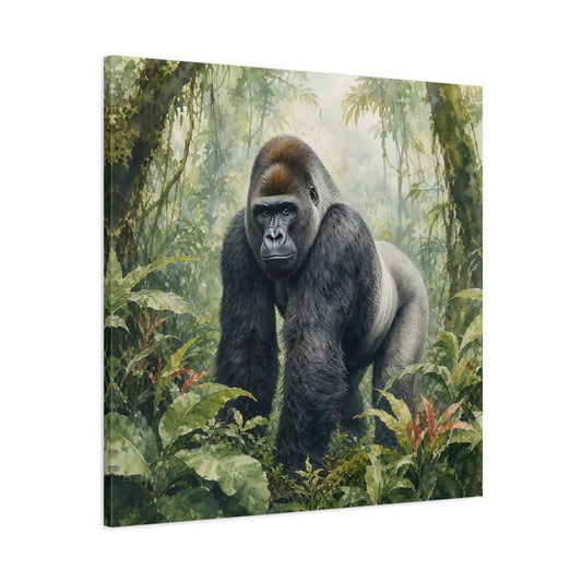 Animals Gorilla Green Jungle Canvas Print Wall Art – Watercolor Living Room, Above Console Table - YesArtYes