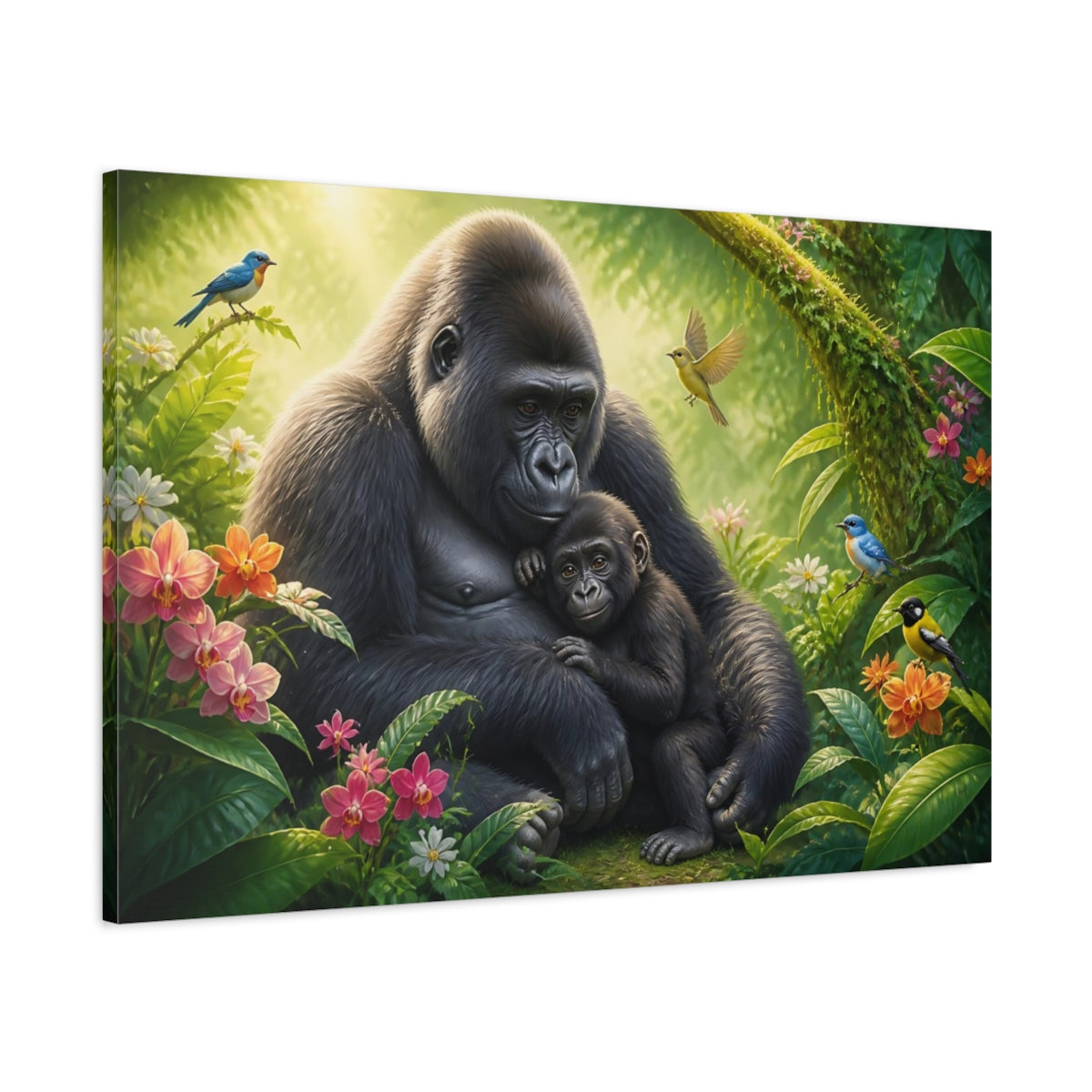 Main Mockup. Animals Gorilla Mother And Baby shown as canvas print