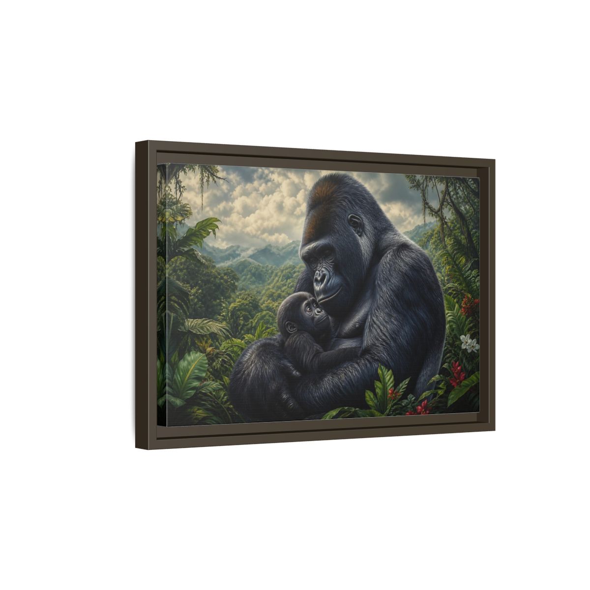 Side Mockup 5. Animals Gorilla Mother Gorilla Mother shown as stretched canvas wall art
