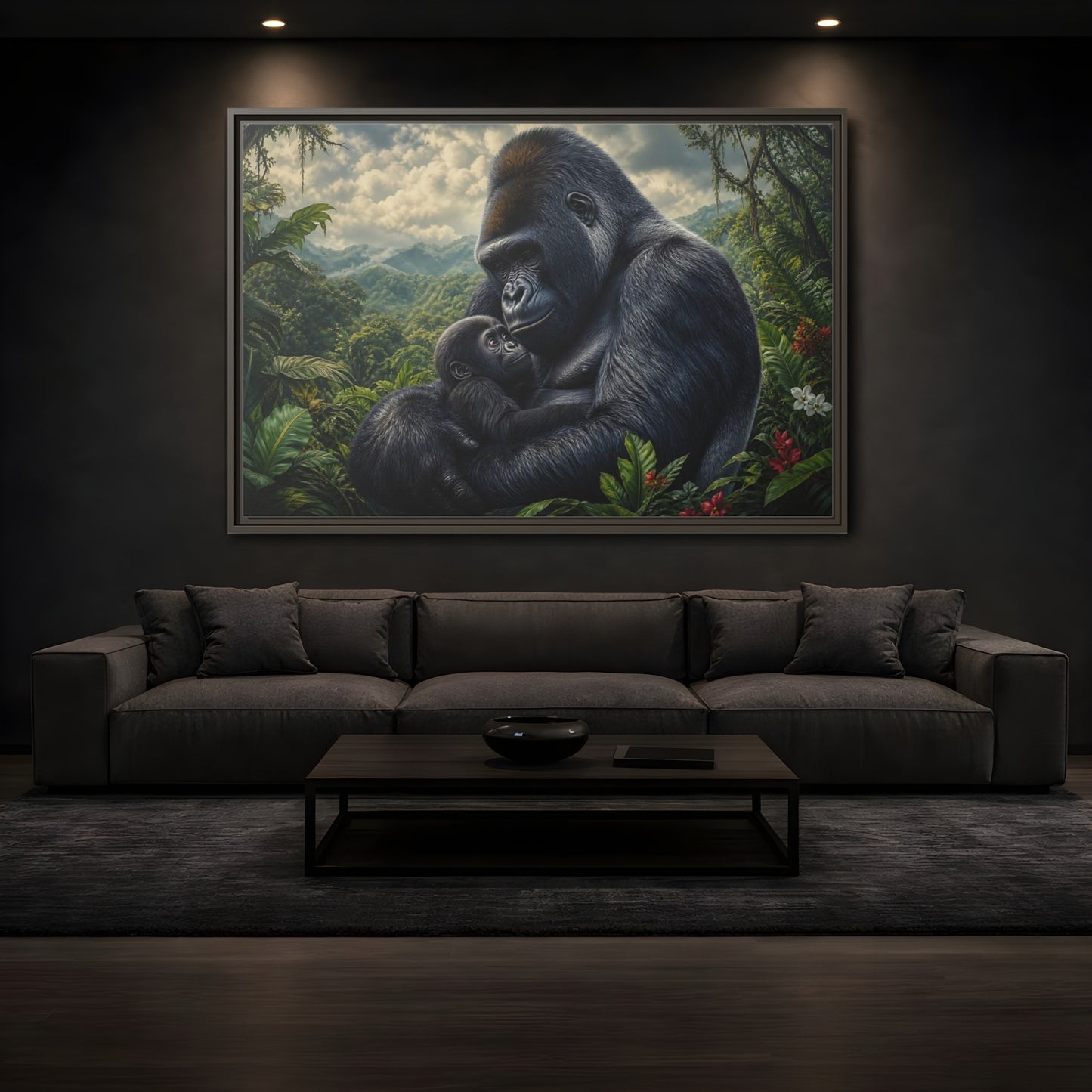 Mockup 3. Animals Gorilla Mother Gorilla Mother shown as stretched canvas wall art
