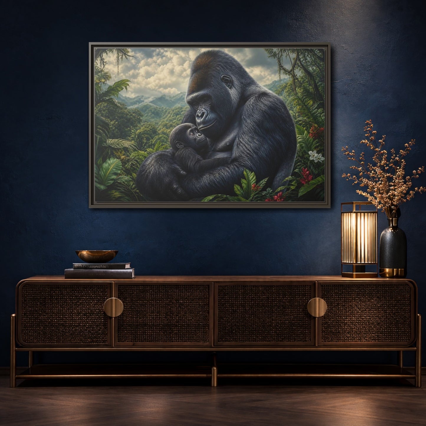 Mockup 4. Animals Gorilla Mother Gorilla Mother shown as stretched canvas wall art