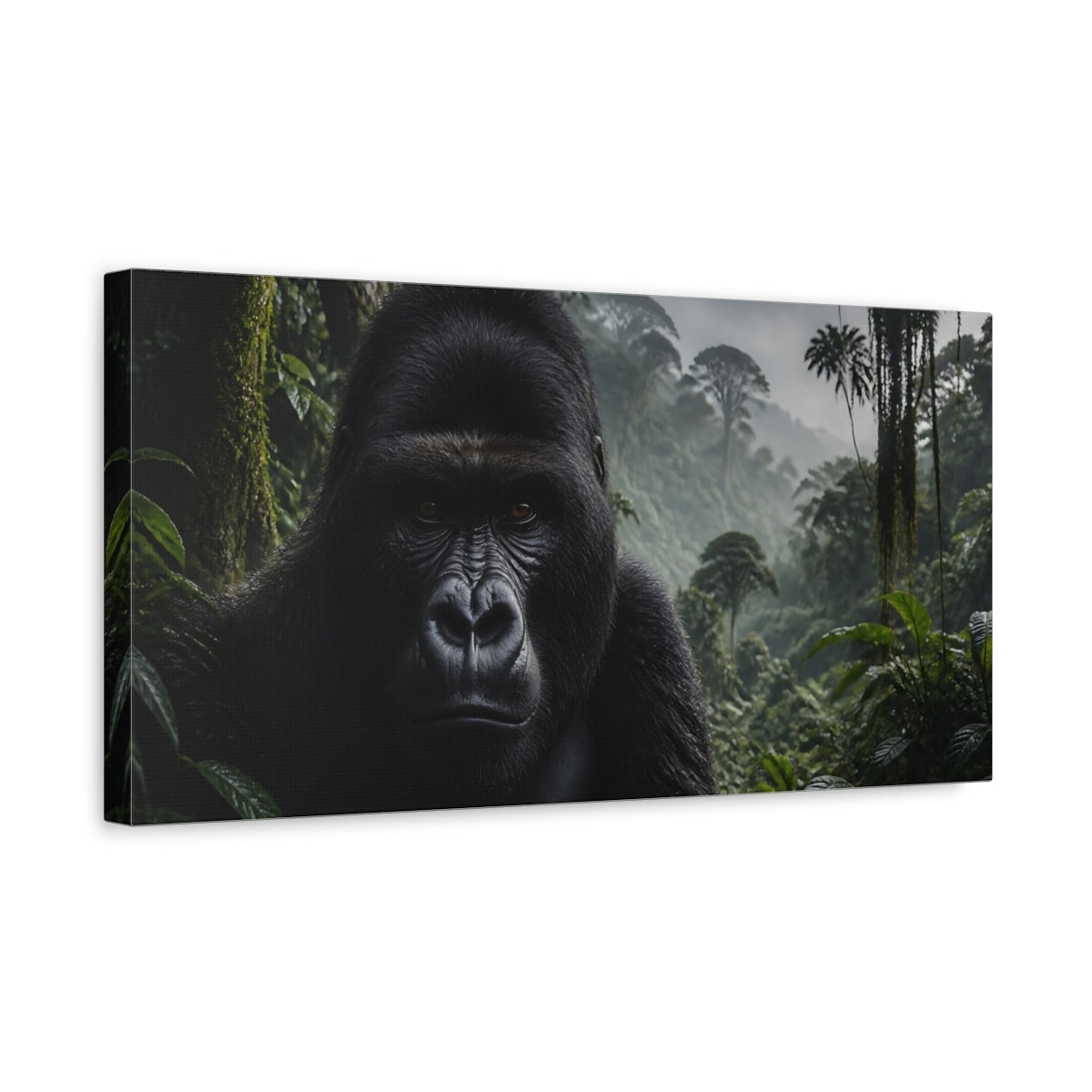 Side Mockup 3. Animals Gorilla Wildlife Portrait shown as canvas print