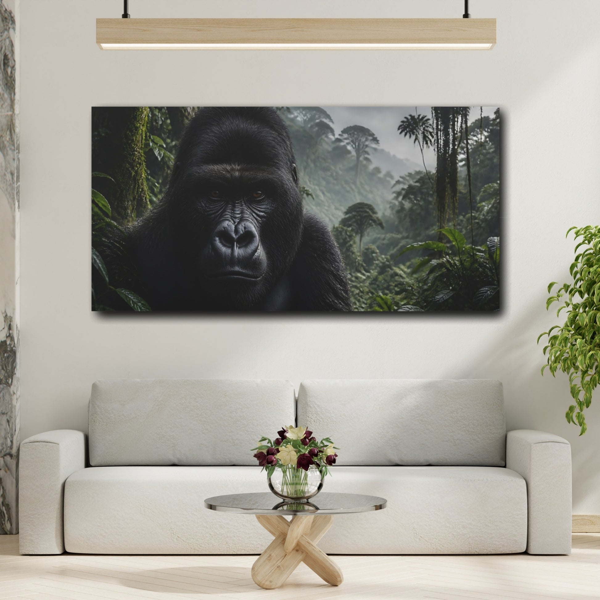Mockup 2. Animals Gorilla Wildlife Portrait shown as canvas print