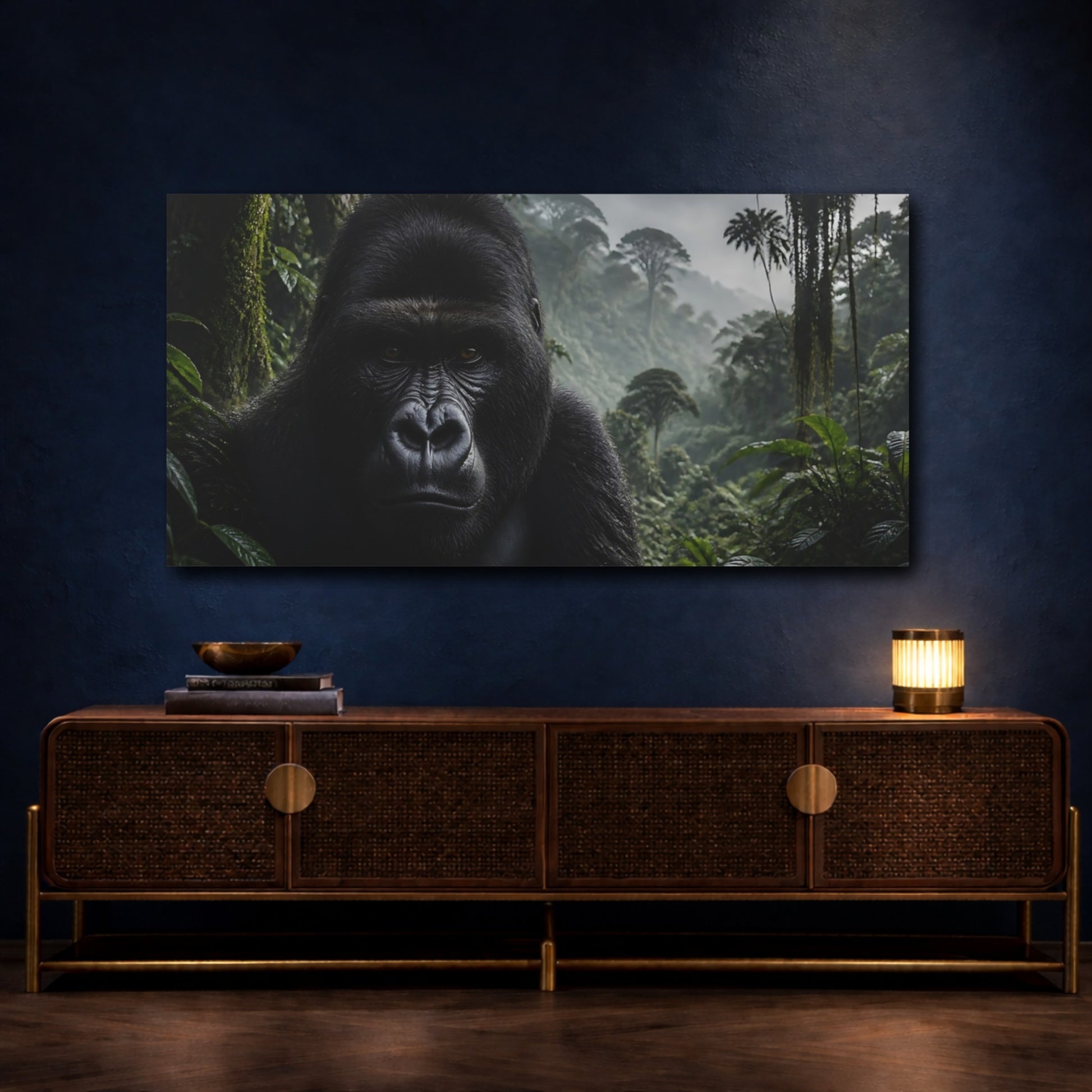 Mockup 4. Animals Gorilla Wildlife Portrait shown as canvas print