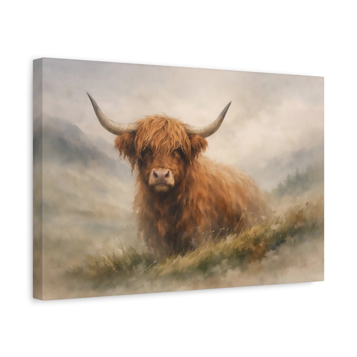 Animals Highland Cow Brown - Canvas Wall Art Print - YesArtYes