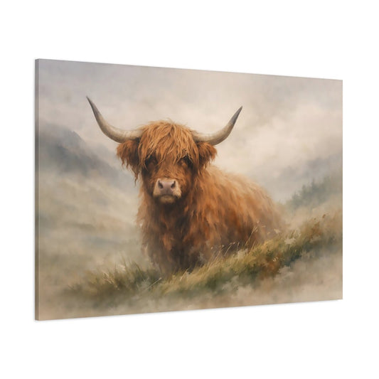 Animals Highland Cow Brown - Canvas Wall Art Print - YesArtYes