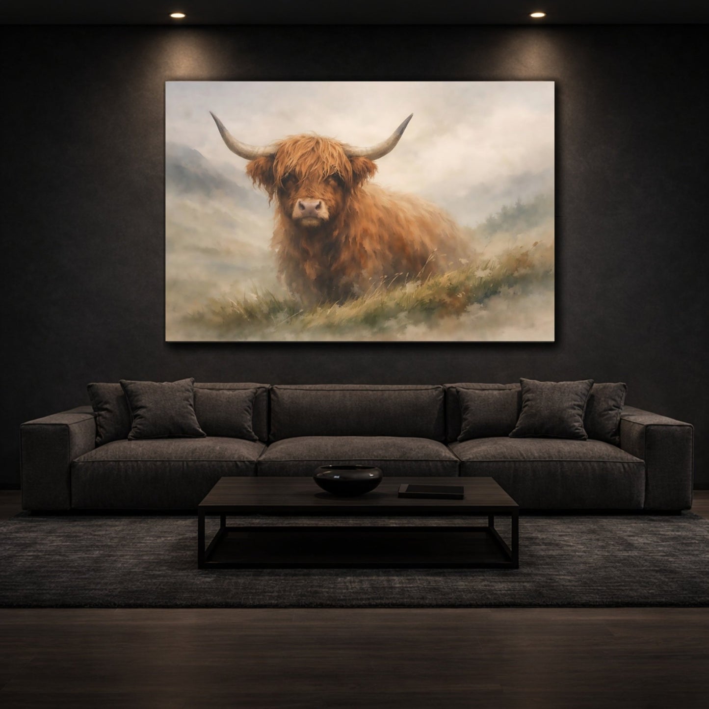 Animals Highland Cow Brown - Canvas Wall Art Print - YesArtYes