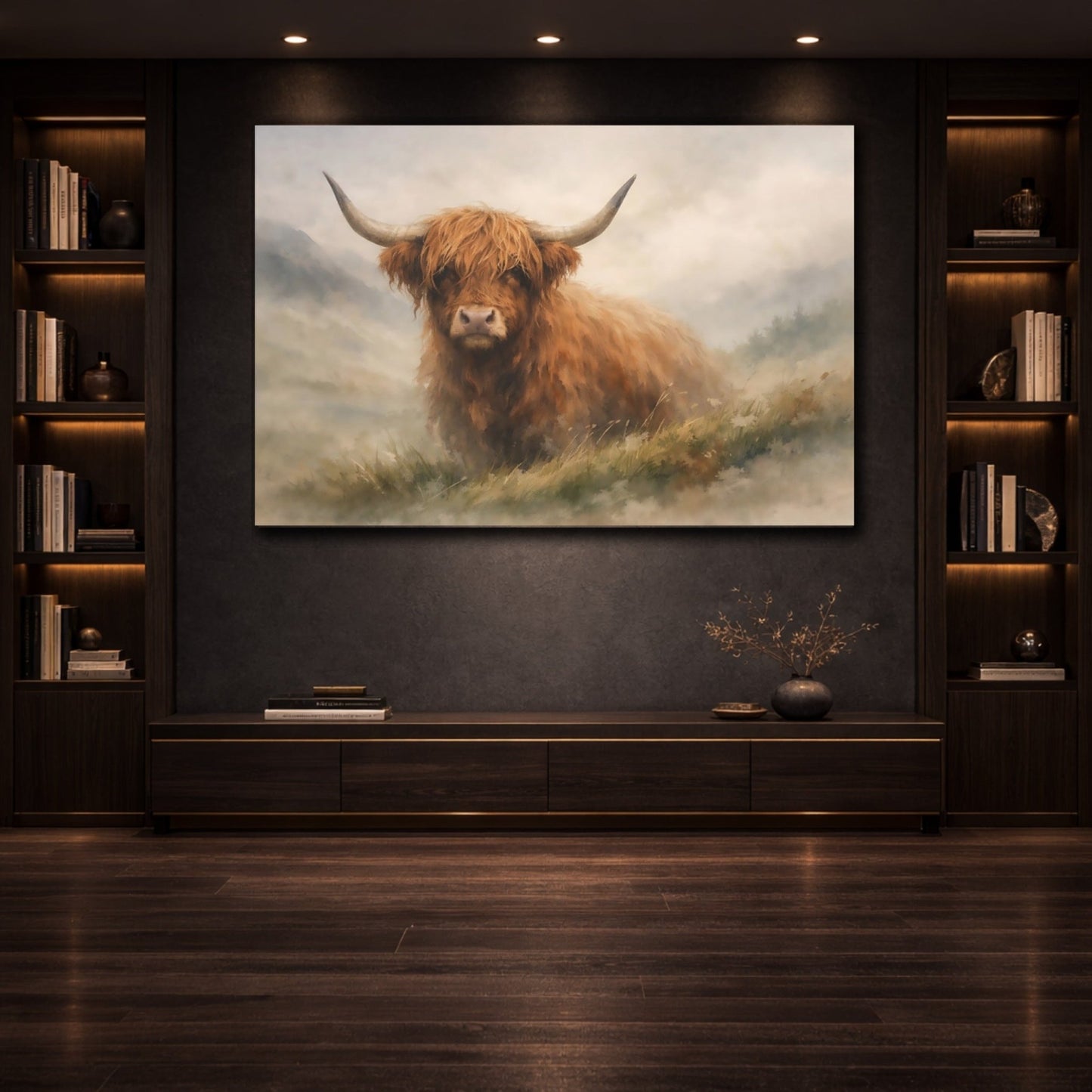 Animals Highland Cow Brown - Canvas Wall Art Print - YesArtYes