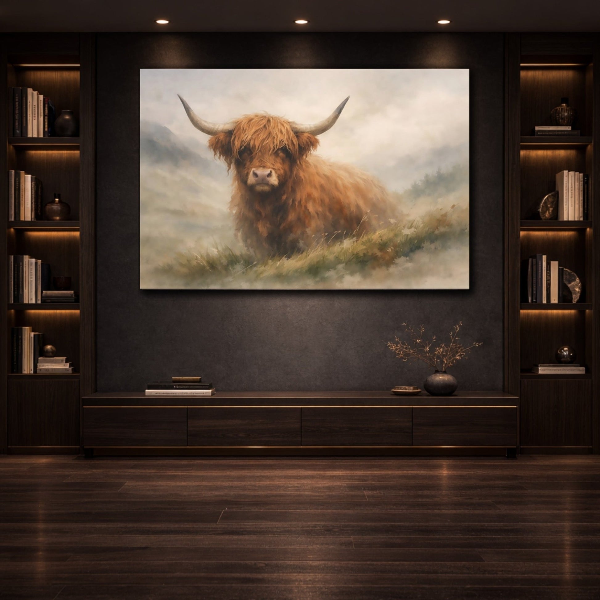 Animals Highland Cow Brown - Canvas Wall Art Print - YesArtYes