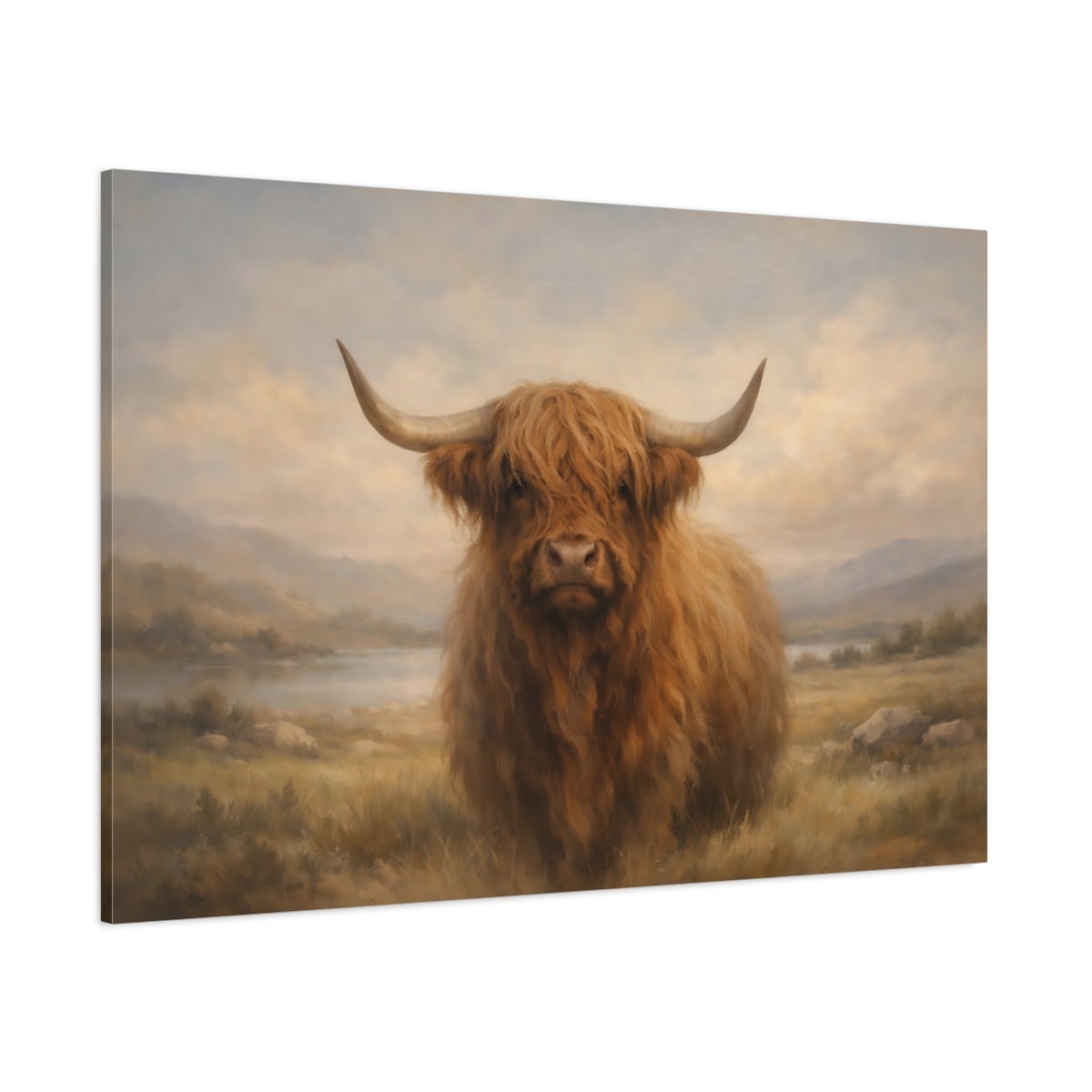 Main Mockup. Animals Highland Cow Brown Highland Cow shown as stretched canvas wall art