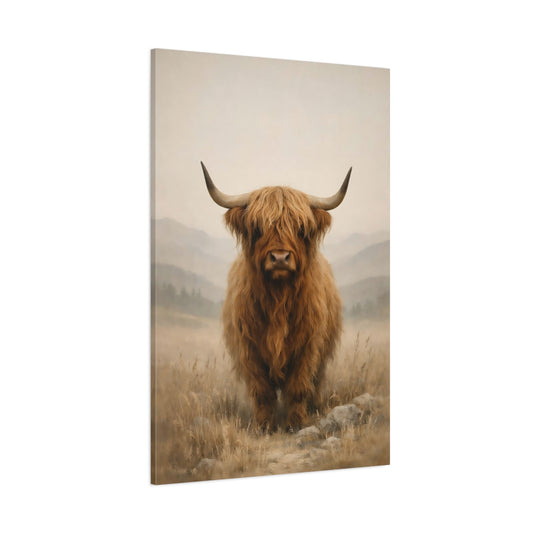 Animals Highland Cow Highland Cow Brown shown as stretched canvas wall art