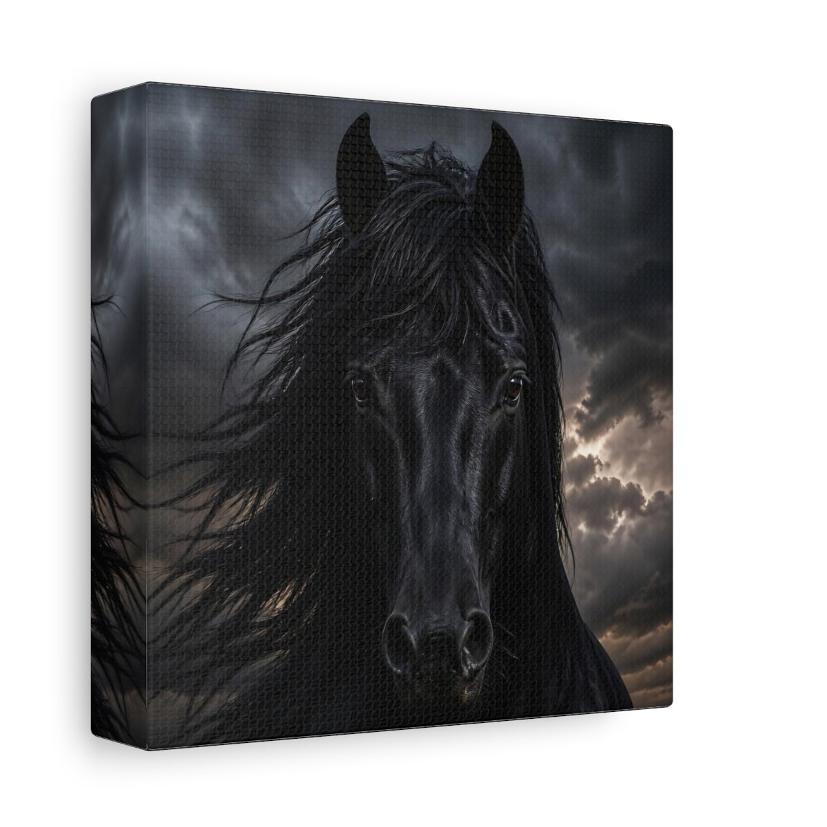 Animals Horse Black Dramatic Canvas Print Wall Art – Living Room, Above Couch - YesArtYes