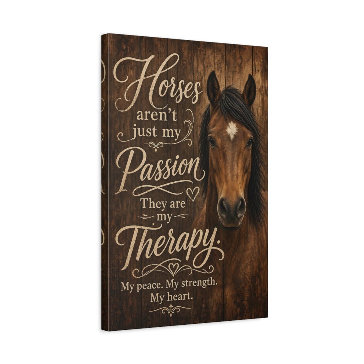 Animals Horse Brown And Cream Canvas Print – Living Room, Above Console Table - YesArtYes