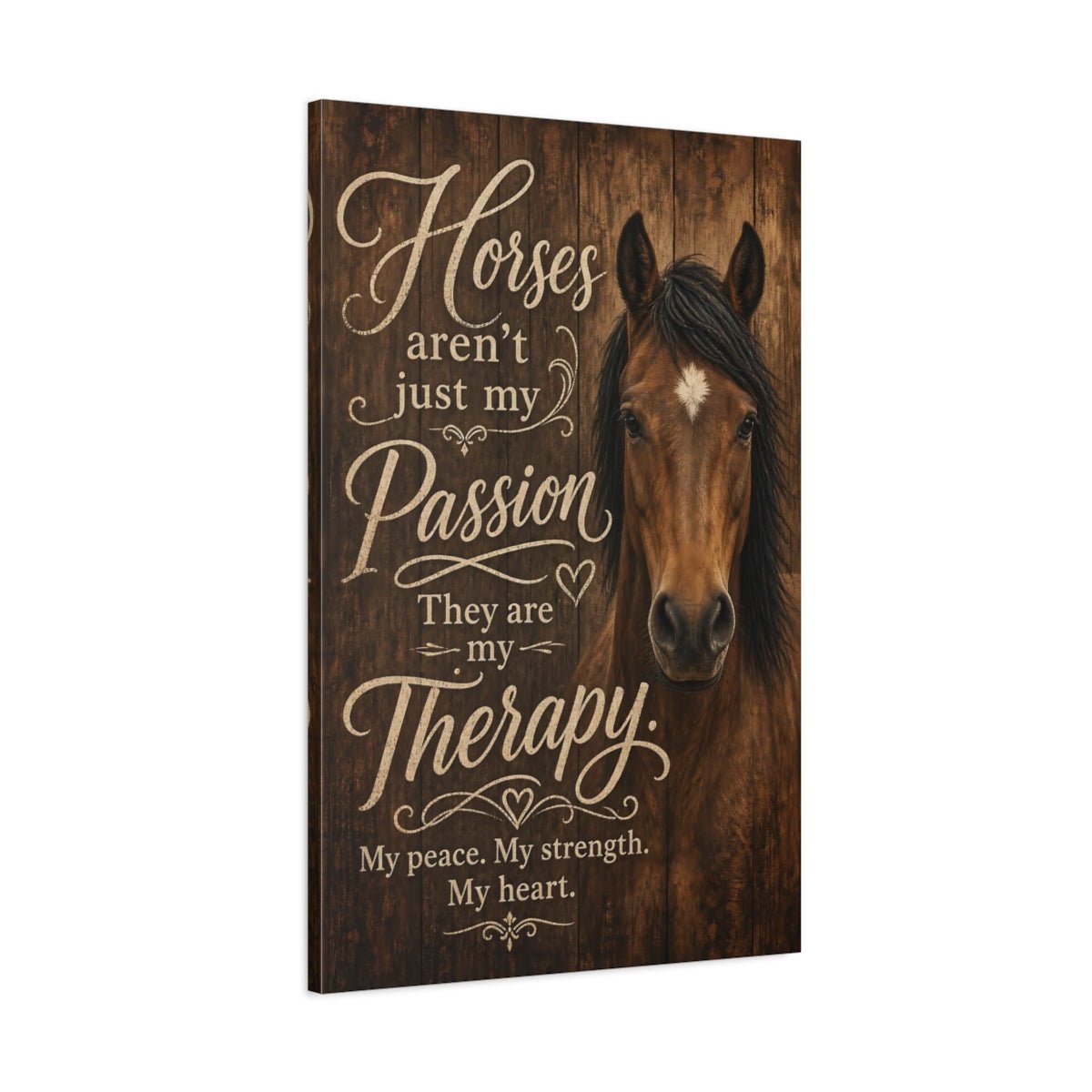 Animals Horse Brown And Cream Canvas Print – Living Room, Above Console Table - YesArtYes