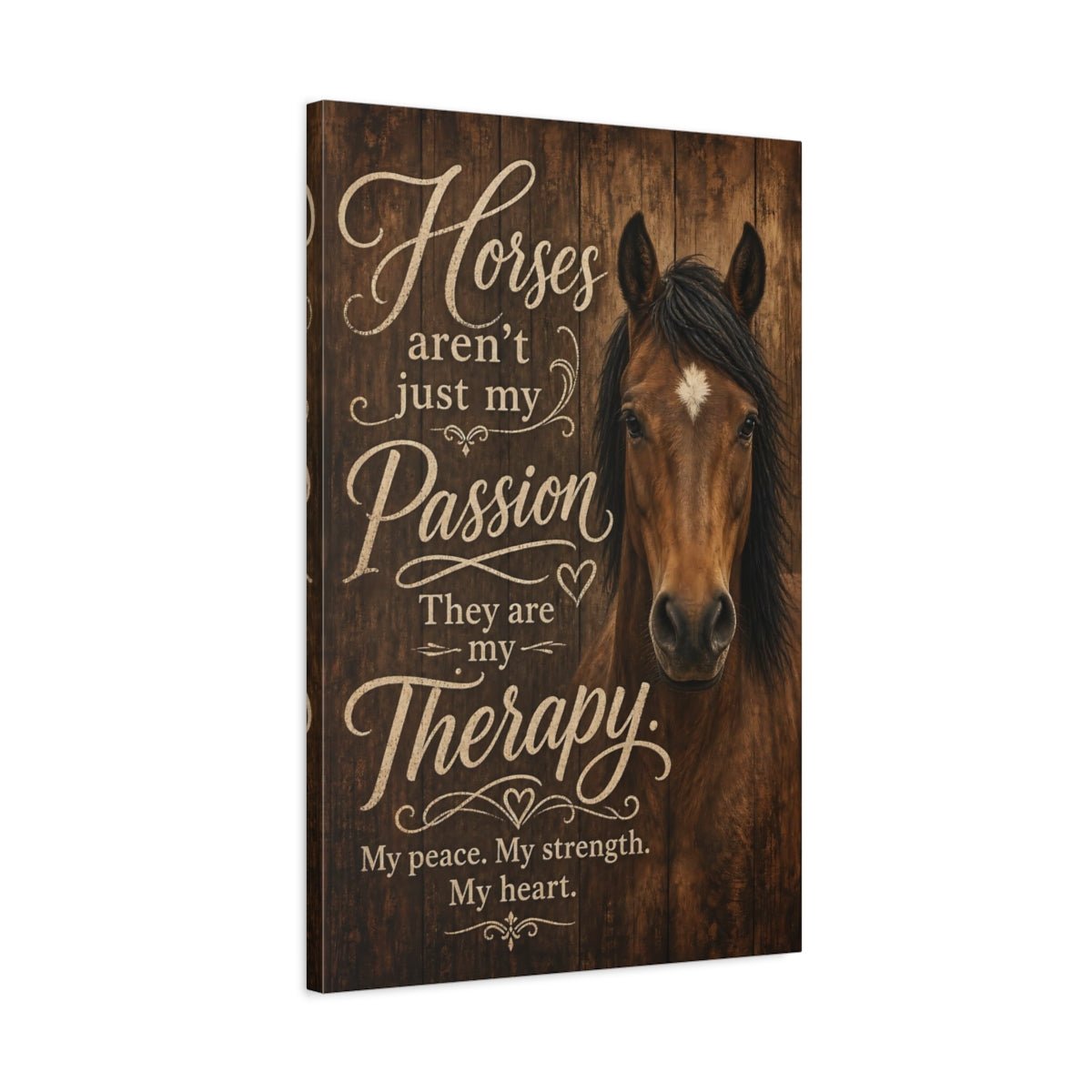 Animals Horse Brown And Cream Canvas Print – Living Room, Above Console Table - YesArtYes