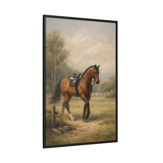 Main Mockup. Animals Horse Brown And Green shown as stretched canvas wall art
