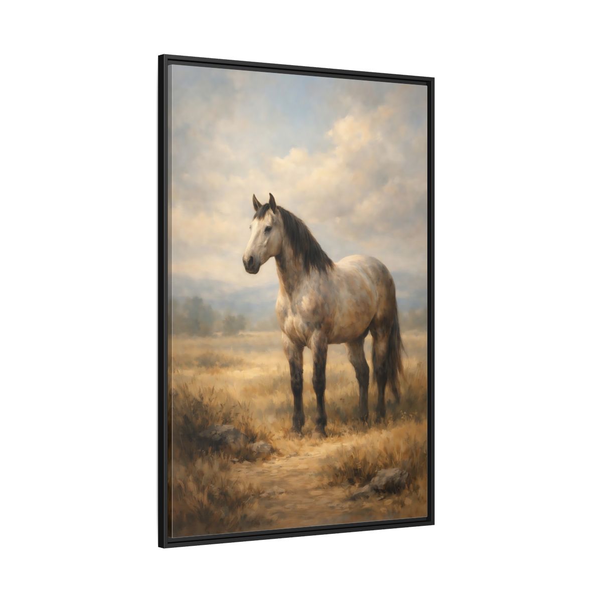 Main Mockup. Animals Horse Brown And Grey Horse shown as stretched canvas wall art