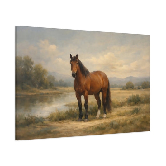 Main Mockup. Animals Horse Brown Horse shown as stretched canvas wall art
