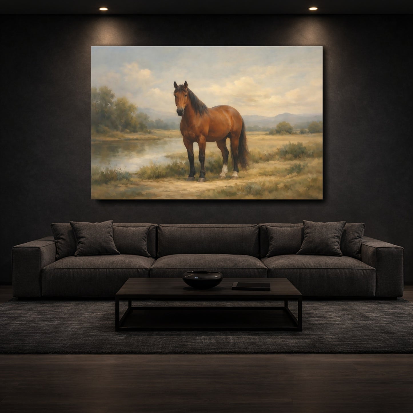 Mockup 2. Animals Horse Brown Horse shown as stretched canvas wall art