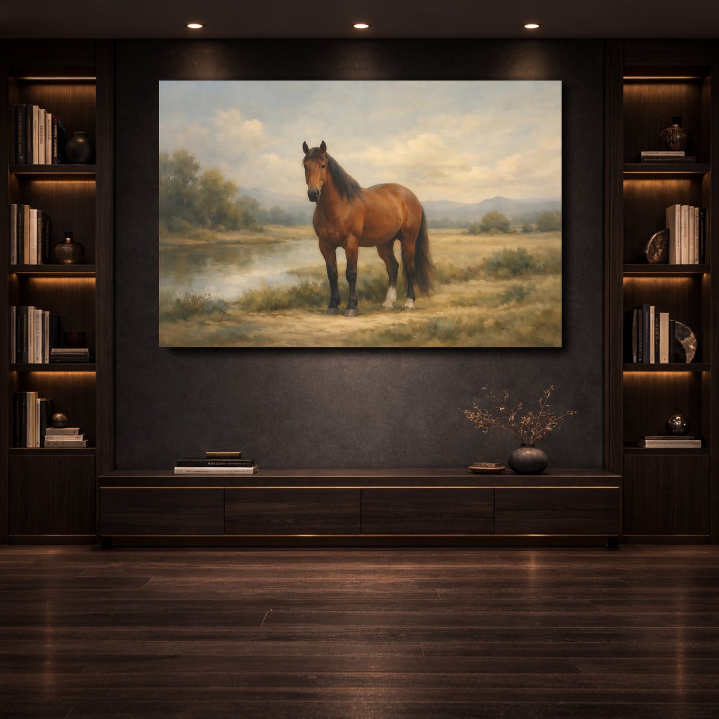 Mockup 3. Animals Horse Brown Horse shown as stretched canvas wall art