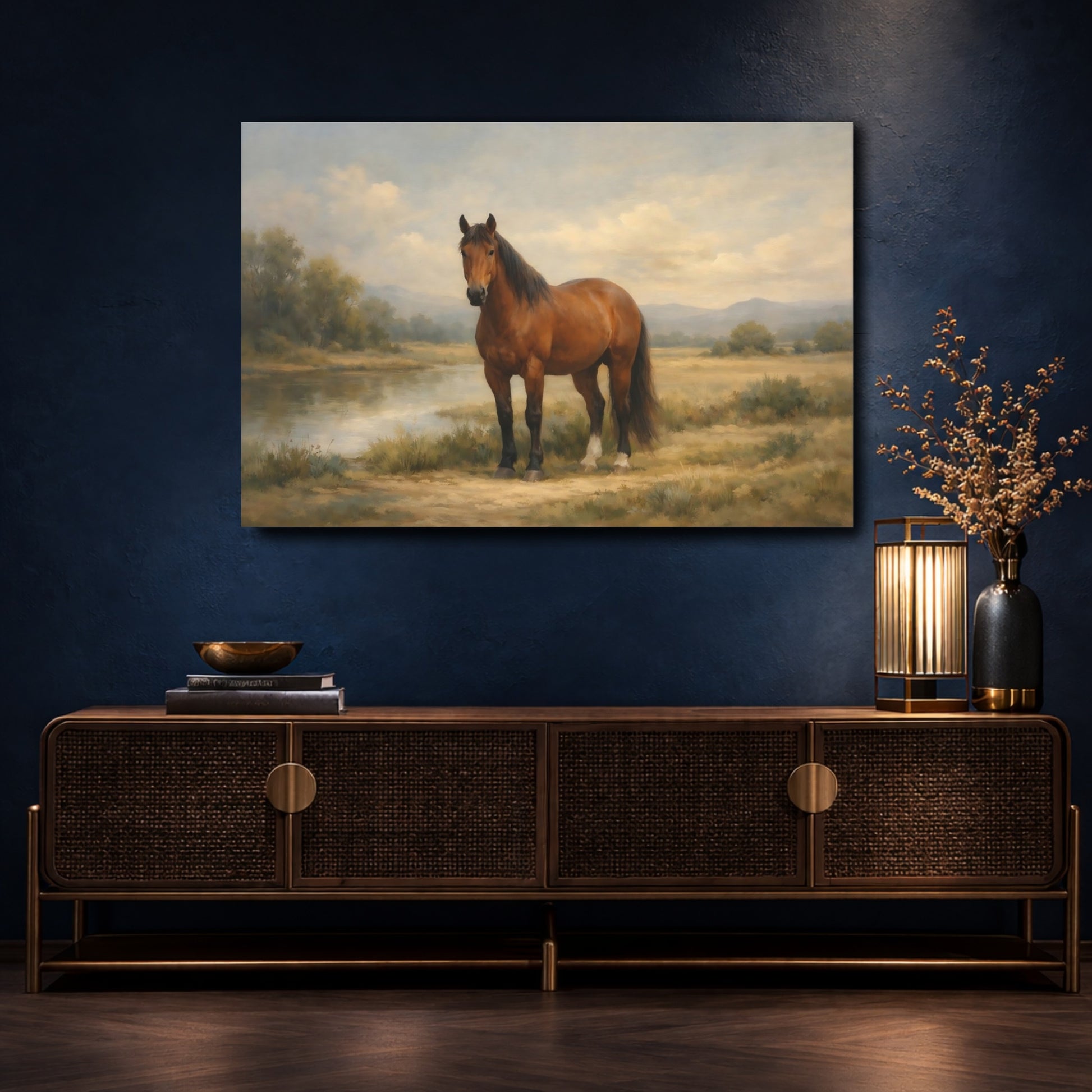 Mockup 4. Animals Horse Brown Horse shown as stretched canvas wall art