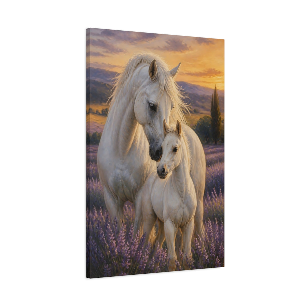 Main Mockup. Animals Horse In Lavender Meadow shown as canvas print