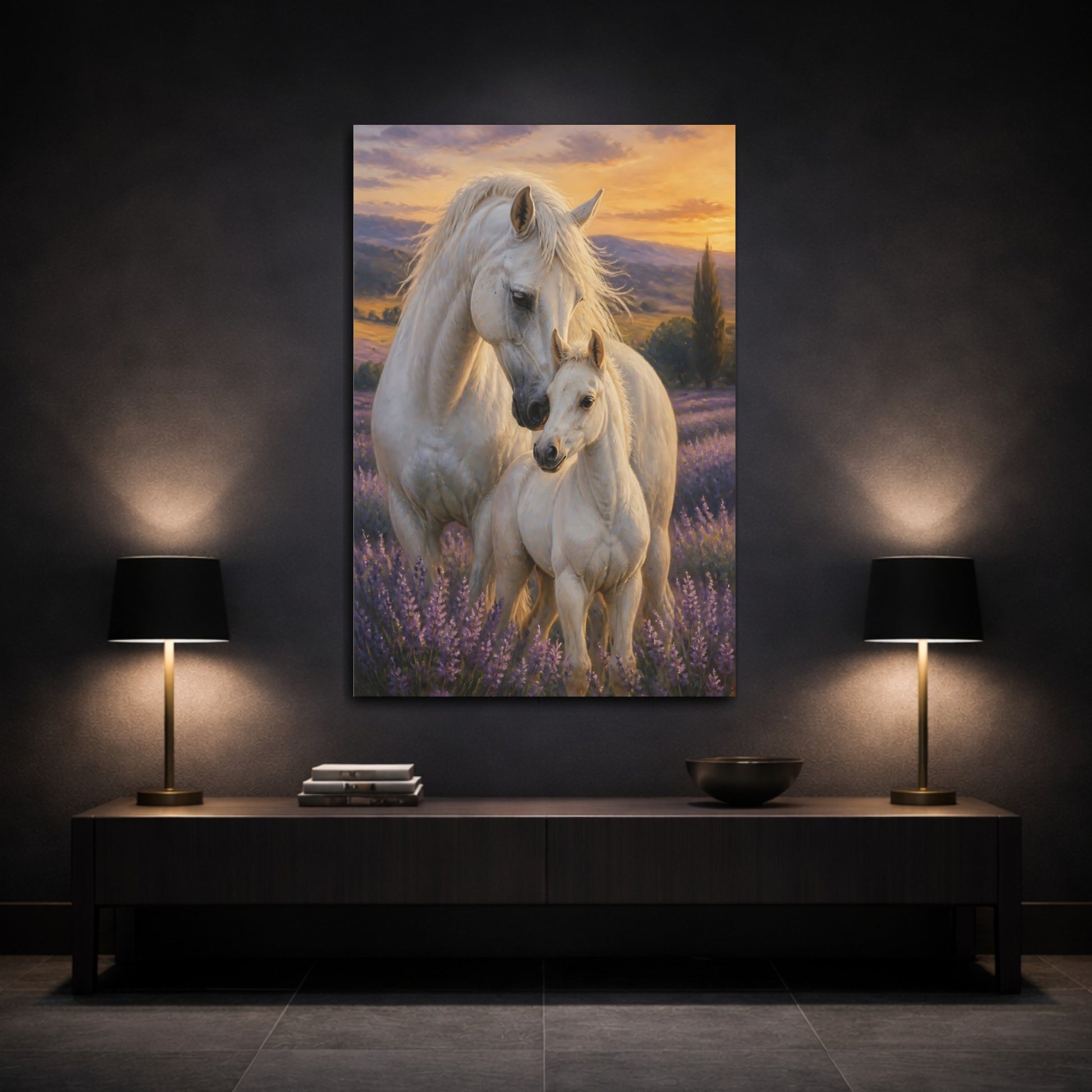 Mockup 3. Animals Horse In Lavender Meadow shown as canvas print