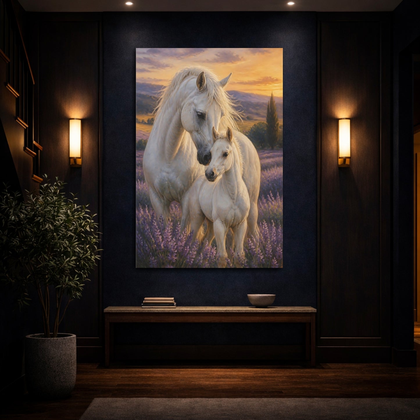 Mockup 4. Animals Horse In Lavender Meadow shown as canvas print