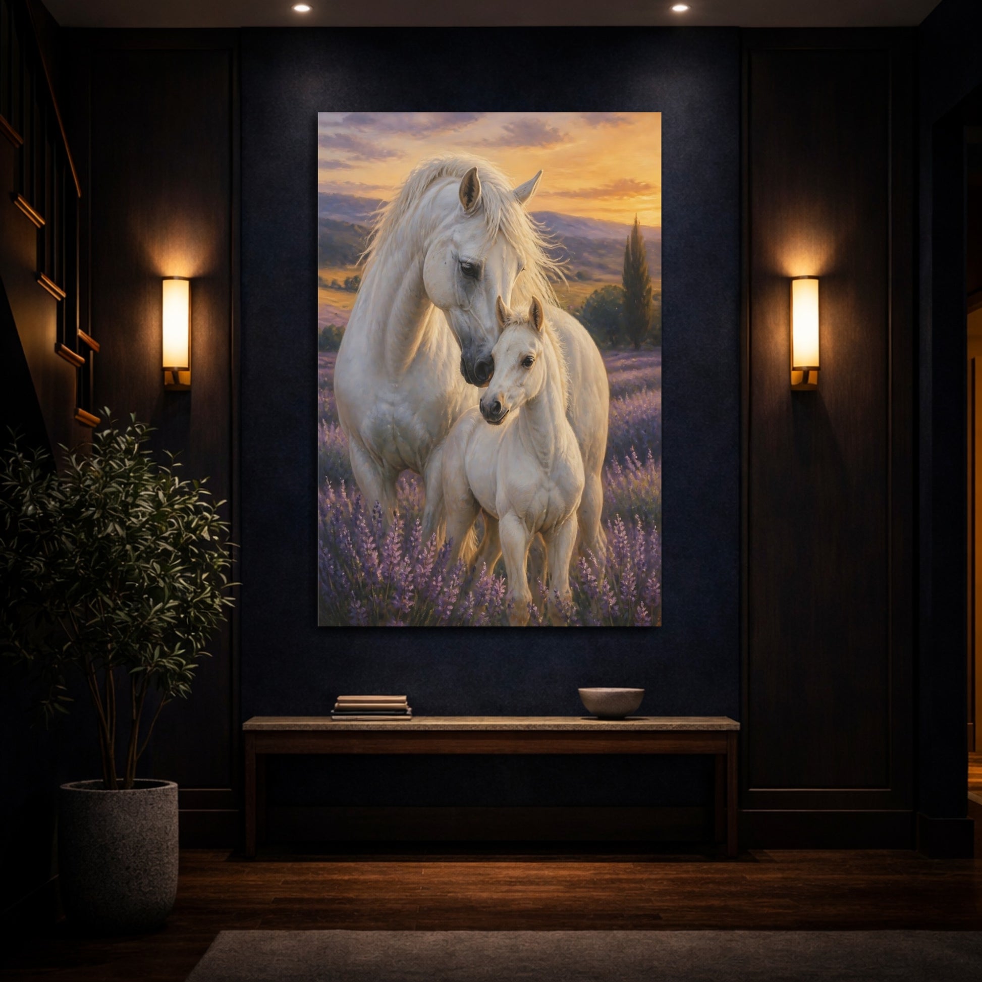 Mockup 4. Animals Horse In Lavender Meadow shown as canvas print