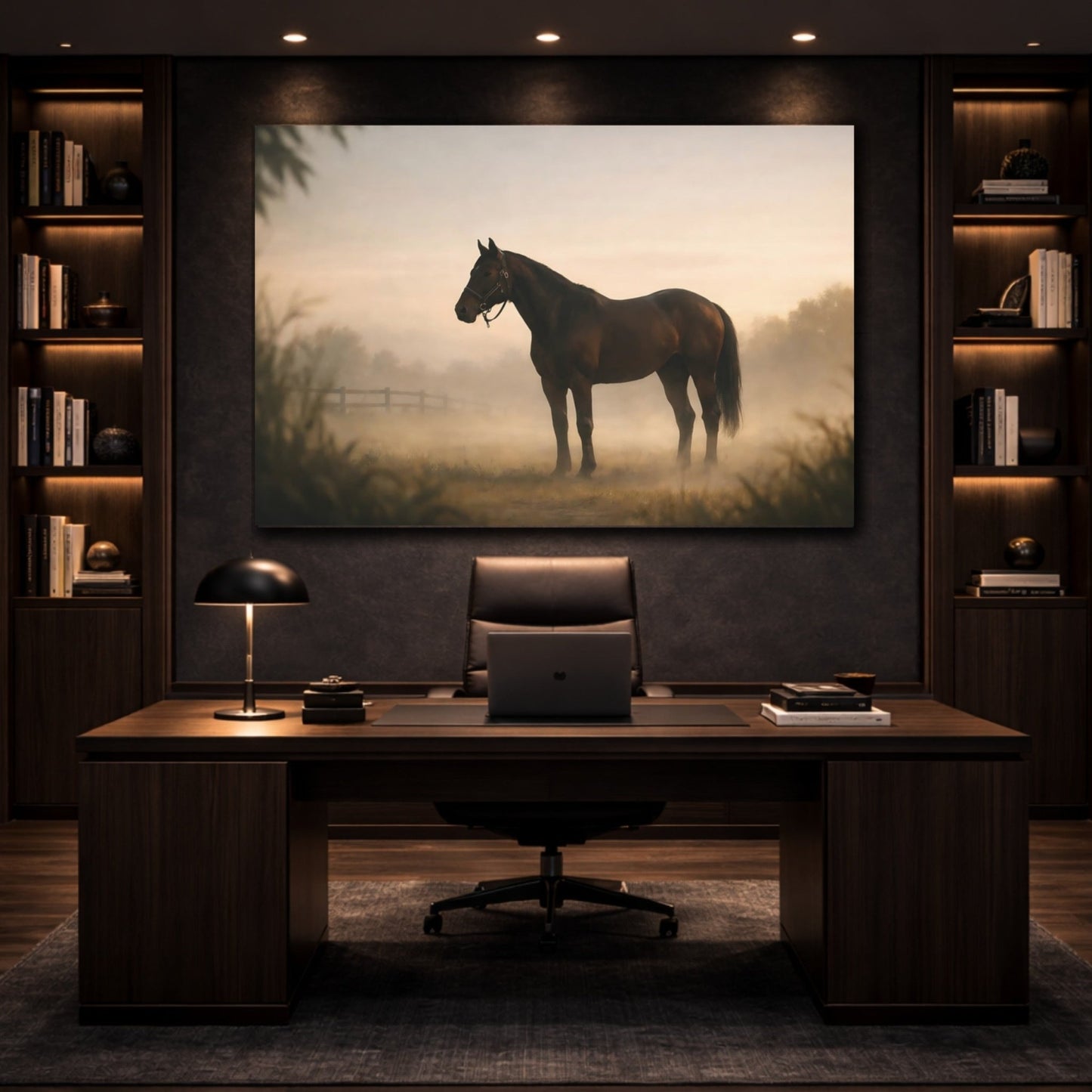 Animals Horse Misty - Canvas Wall Art Print - YesArtYes