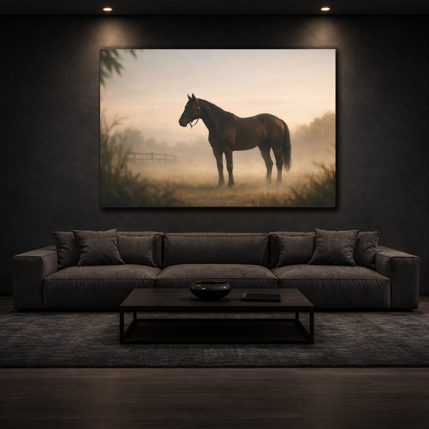 Animals Horse Misty - Canvas Wall Art Print - YesArtYes