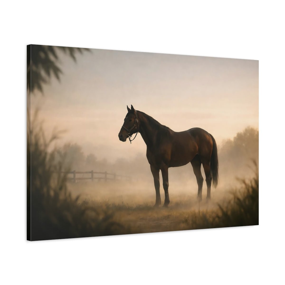 Animals Horse Misty - Canvas Wall Art Print - YesArtYes
