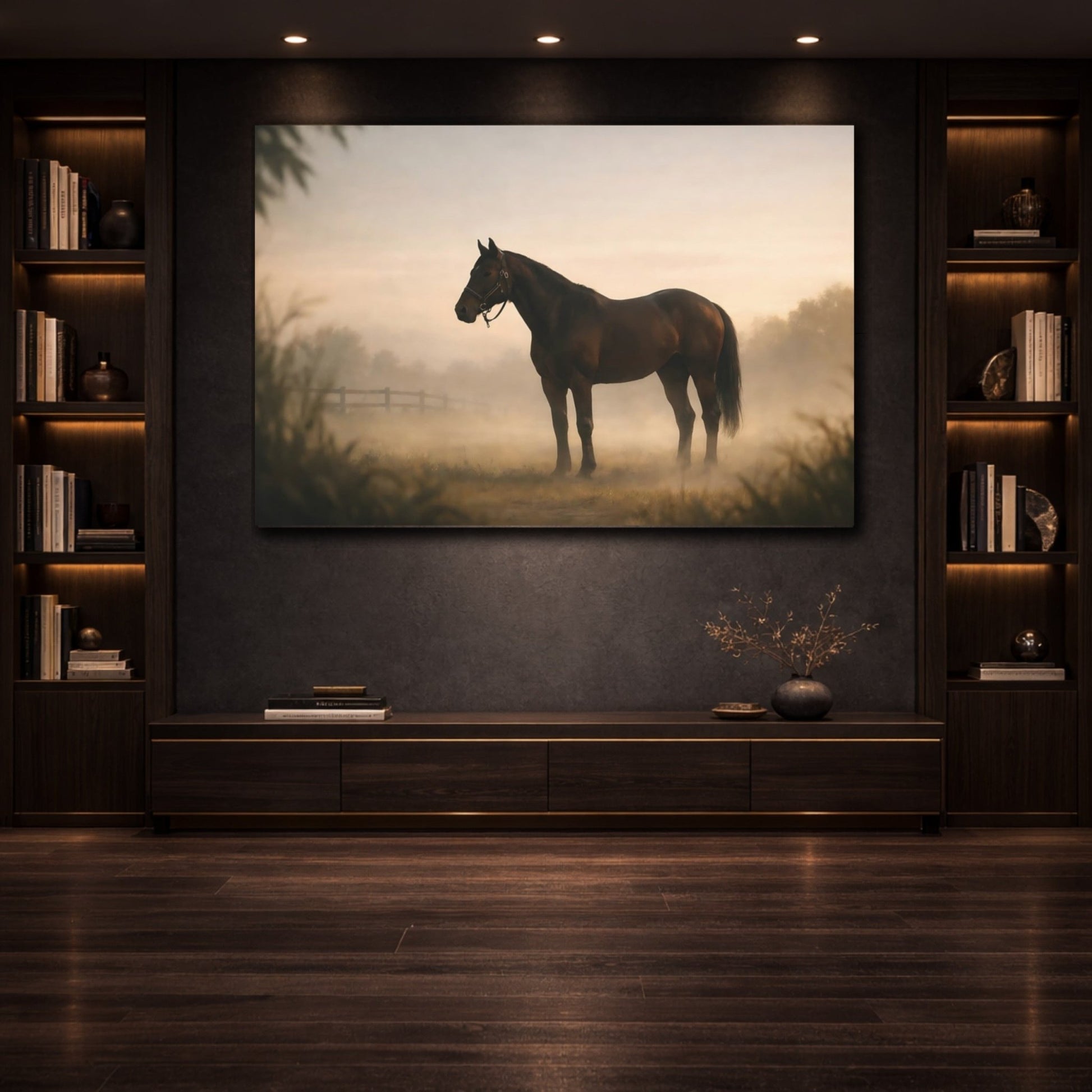 Animals Horse Misty - Canvas Wall Art Print - YesArtYes