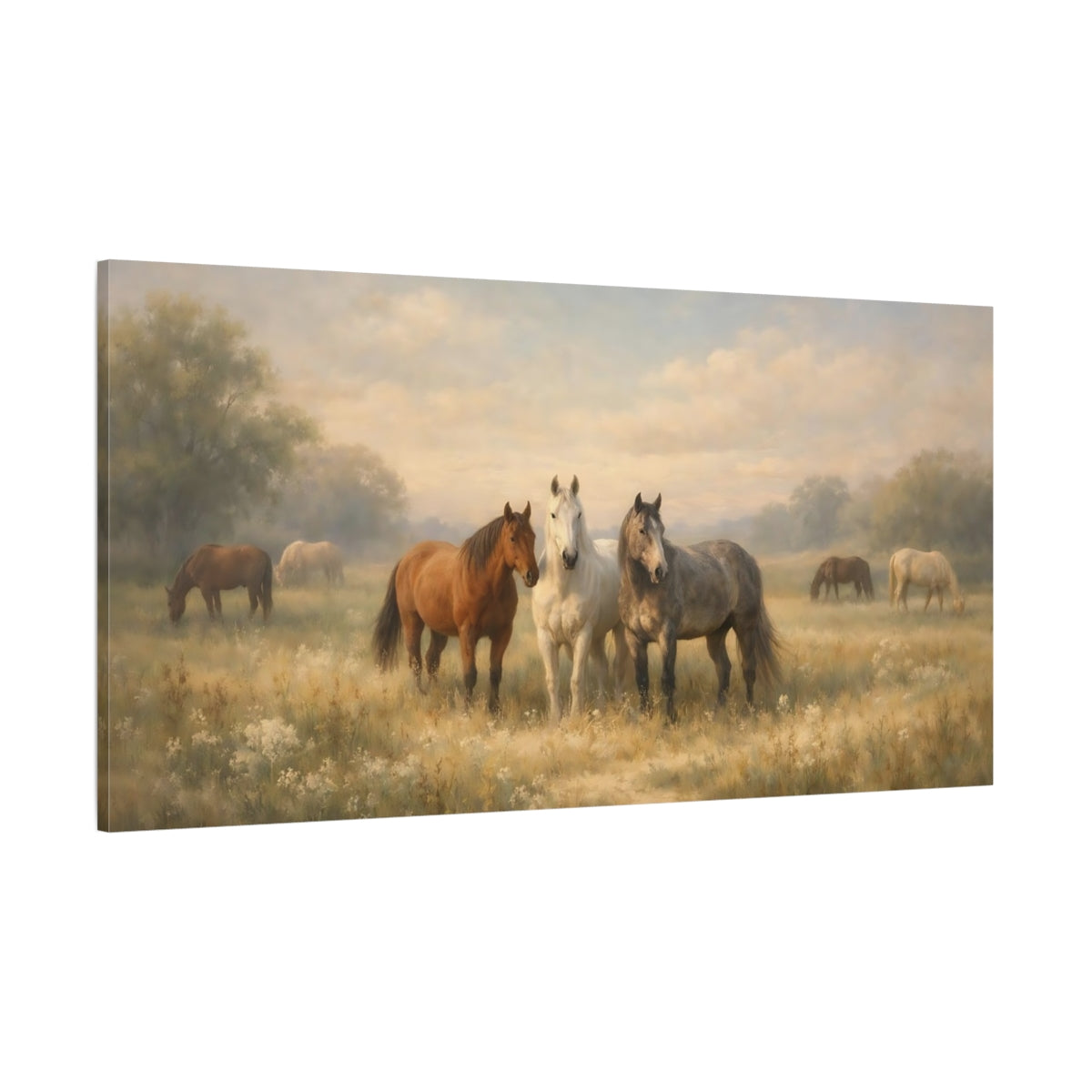 Main Mockup. Animals Horses Horses Landscape shown as stretched canvas wall art