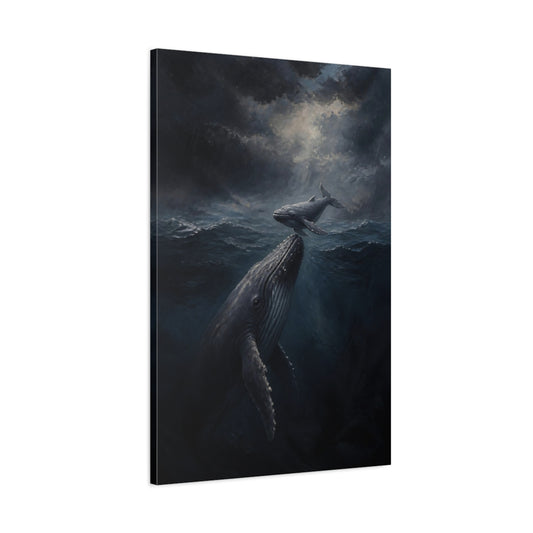 Main Mockup. Animals Humpback Whale And Calf shown as canvas print